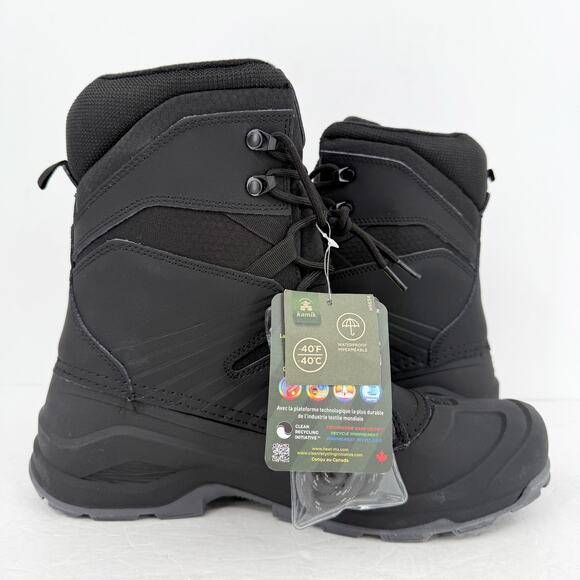 Kamik Mens Iceland Snow Boots US 12 EU 45 Black Grey Waterproof NWOB - Picture 4 of 13